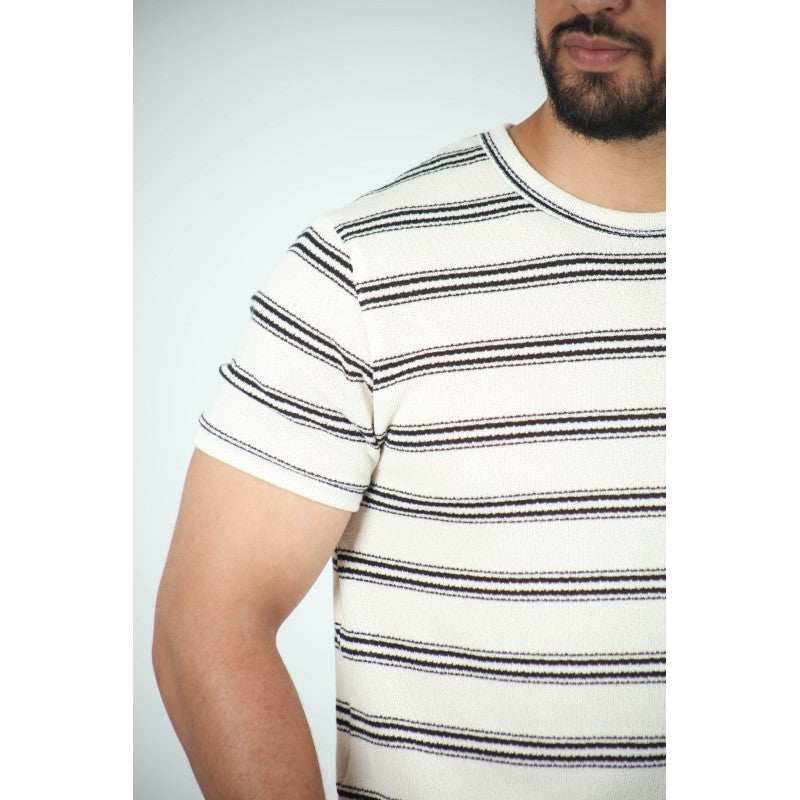 T-shirt Homme Jacquard Coton Rayé