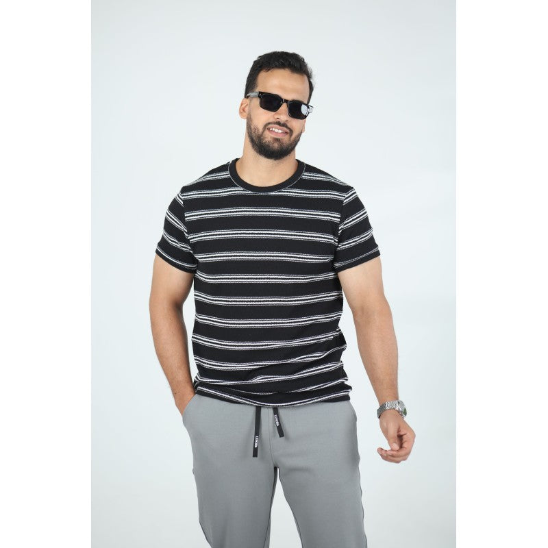 T-shirt Homme Jacquard Coton Rayé