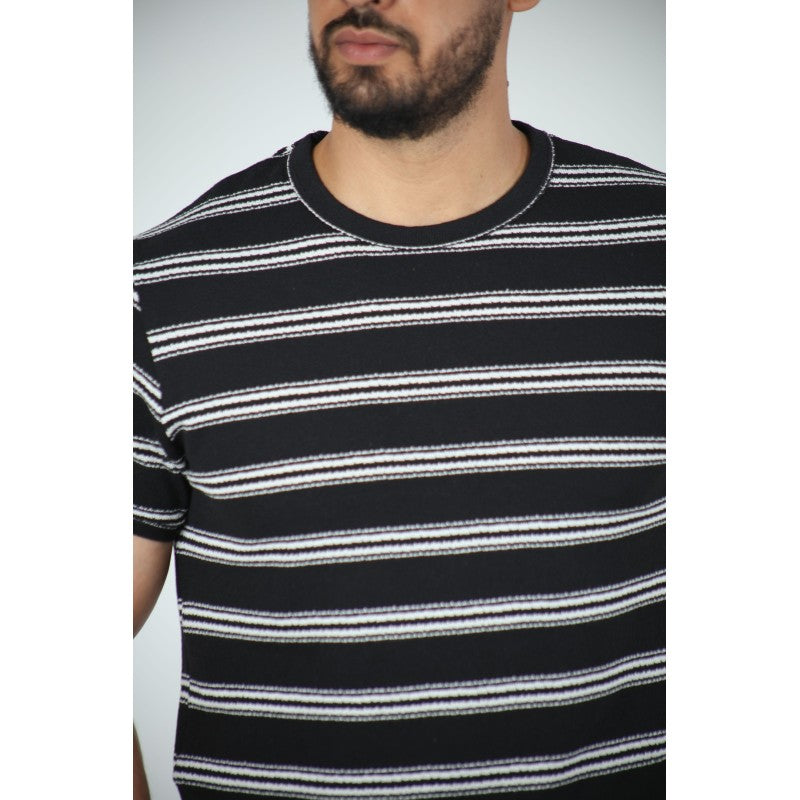 T-shirt Homme Jacquard Coton Rayé