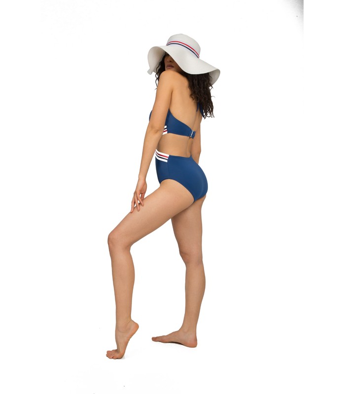 Trikini Croisé à Élastique Bleu