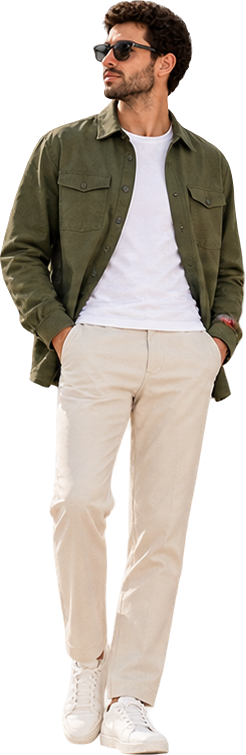 Look homme — surchemise kaki et chino beige